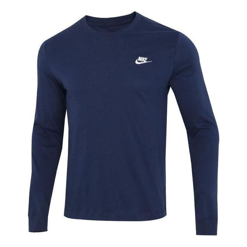 Men's Nike Embroidered Logo Solid Color Sports Running Long Sleeves Blue T-Shirt AR5194-410