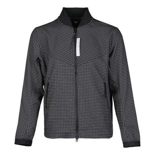 Nike Athleisure Casual Sports mesh Stand Collar Woven Jacket Black AR1579-010