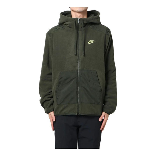 Nike Sportswear Logo Embroidered Hooded Solid Color Jacket 'Dark Green' DD4883-355