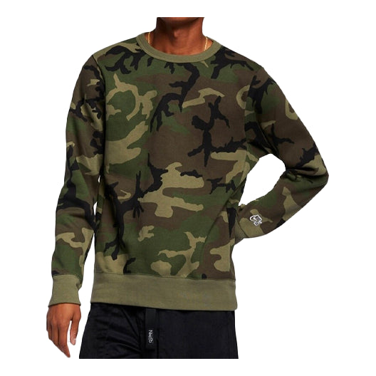Nike Casual Sports Fleece Crew Neck Pullover Men's Olive Green CN5374-222