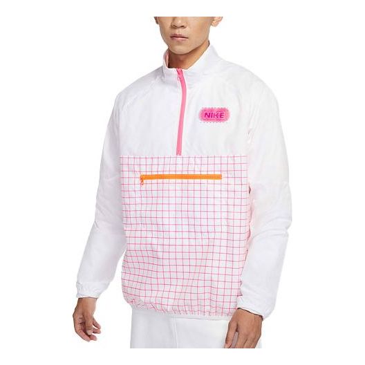 Nike Sportswear Logo Printing Half Zipper Stand Collar Jacket White DO6938-100