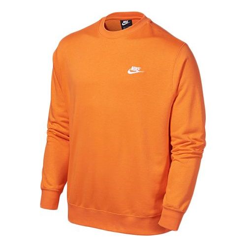 Men's Nike Sportswear NSW Club French Terry Casual Sports Round Neck Orange BV2667-837