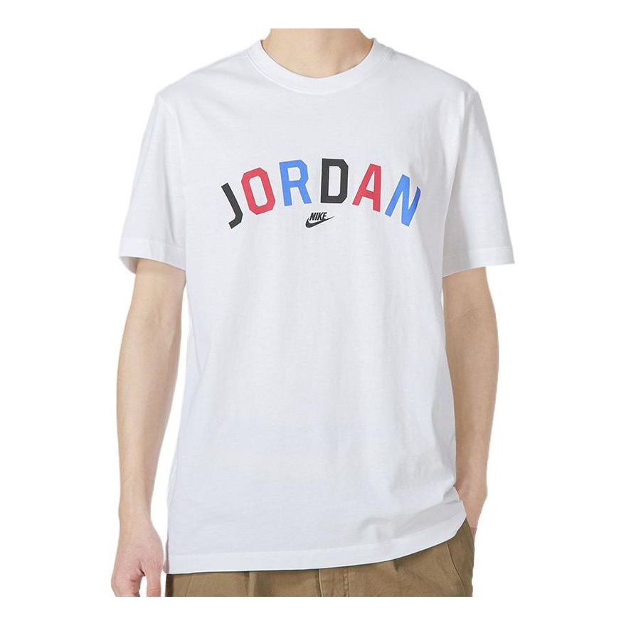Men's Nike Multi-Color Alphabet Loose Breathable Running Training Short Sleeve White T-Shirt DH8979-100