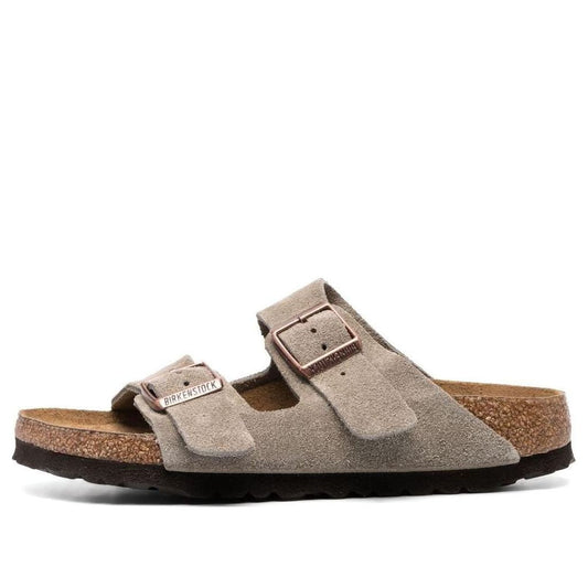 Birkenstock Arizona Soft Footbed Suede Leather Narrow Fit Sandals 'Taupe' 0951303