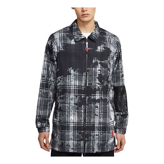 Nike Kyrie Loose Sports Printing Plaid Woven Jacket 'Grey' CK6752-010