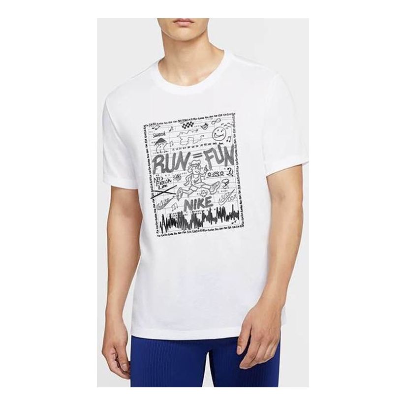 Nike RUN FUN Printing Short Sleeve White CZ8686-100