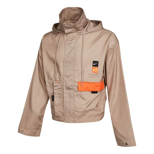 Nike KD Swoosh Embroidered Pattern Woven Basketball Jacket Khaki CV2404-245