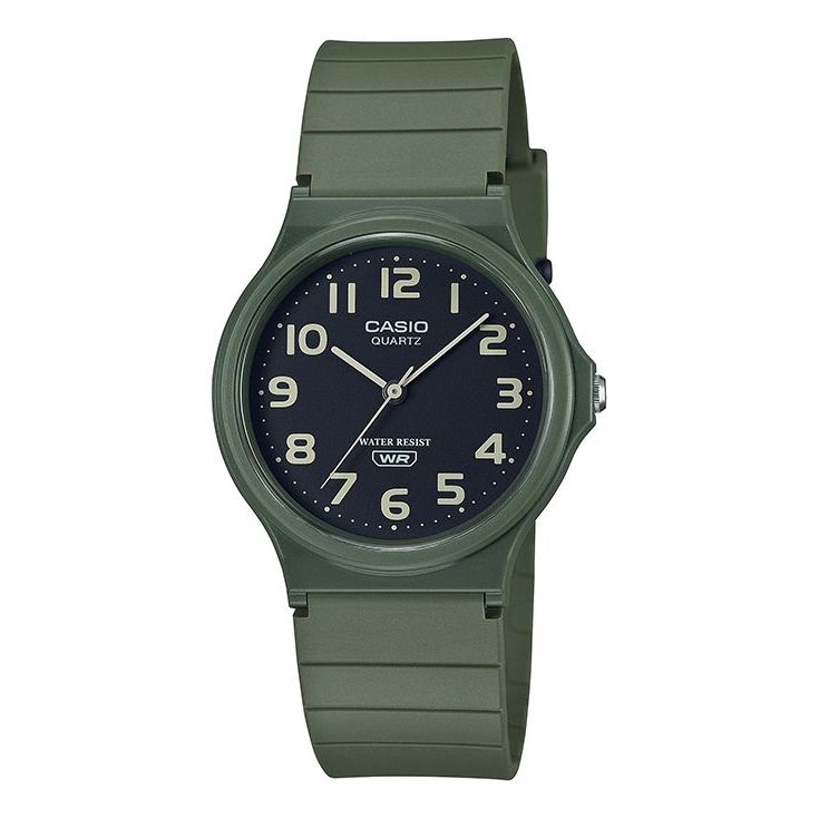 CASIO STANDARD Series Waterproof Fashion Stylish Resin Strap 38.8*34.9*7.8mm Black Dial Watch Analog Unisex Mens MQ-24UC-3BJF