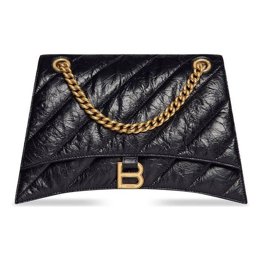 (WMNS) Balenciaga Crush Medium Chain Bag Quilted 'Black' 716393210J11000