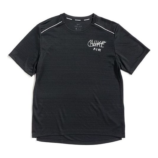 Nike Dri-Fit Miler Printing Short Sleeve Black AT7841-010