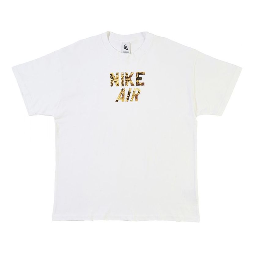 Men's Nike AF1 Round Neck Loose Casual Sports Short Sleeve White T-Shirt 'White Camo' CJ1783-100