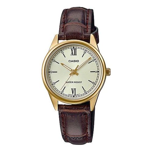 CASIO DRESS Series Belt Wrist Golden Dial Quartz Waterproof Gold Watch Dial Gold Analog LTP-V005GL-9B