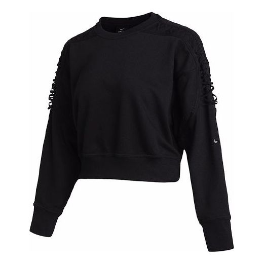 (WMNS) Nike Casual Sports Knit Training Round Neck Black Hoodie DA0449-010
