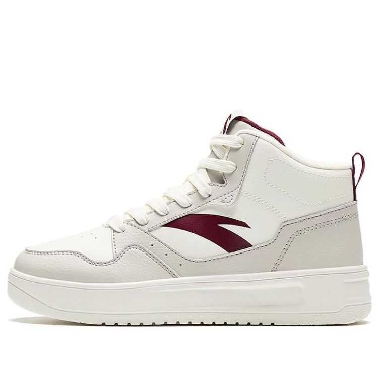 (WMNS) ANTA Skateboarding Series Sneakers High 'White Burgundy' 922348002Q-2