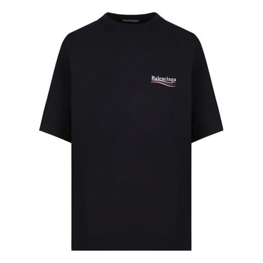 Balenciaga MENS SS20 Logo Loose Short Sleeve Black 620969TIV521070