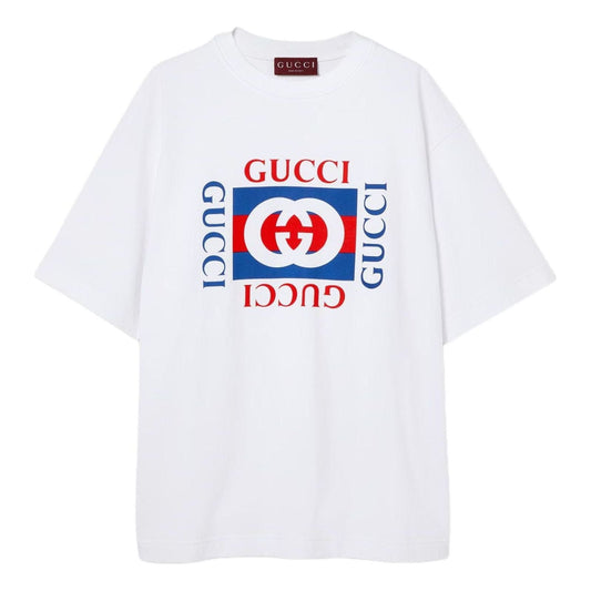 Gucci Cotton Jersey T-Shirt With Gucci Print 'White' 784361-XJGKA-9074