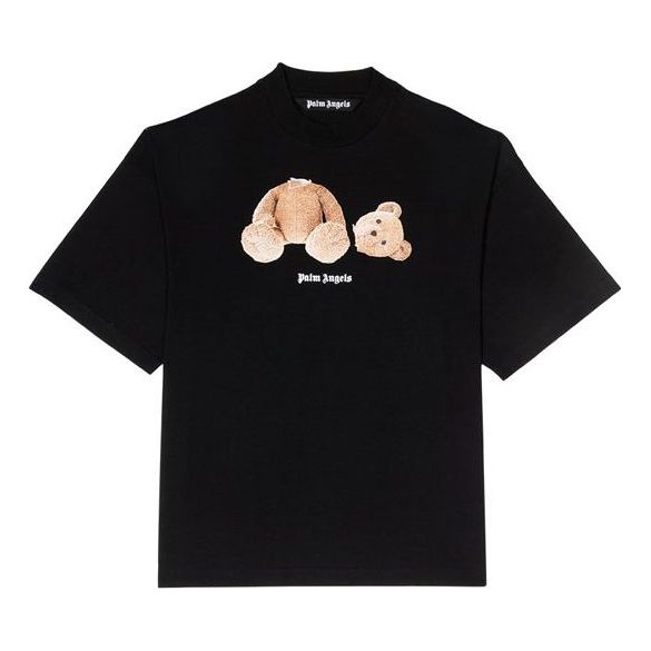PALM ANGELS Bear Back logo Short Sleeve Black PWAA017S20JER0011060