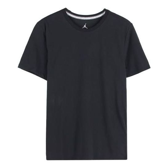 Men's Jordan Dri-Fit Solid Color Quick Dry Round Neck Casual Short Sleeve Black T-Shirt 743037-010