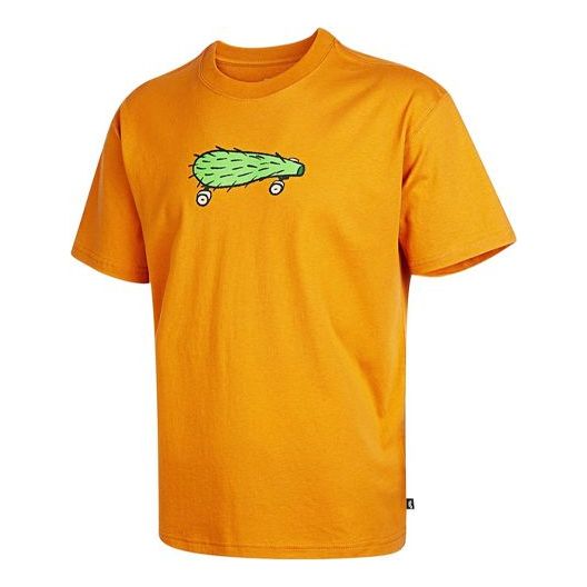 Men's Nike SB Cactus Printing Skateboard Round Neck Short Sleeve Yellow T-Shirt DN7294-738