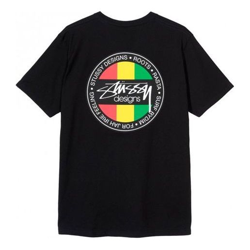 Stussy Surf Dot Tee Back Printing Short Sleeve Unisex Black 1904392