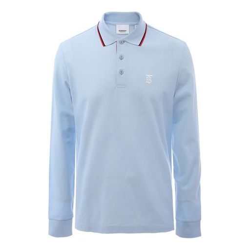 Men's Burberry SS21 TB Long Sleeves Polo Shirt Blue 80192001