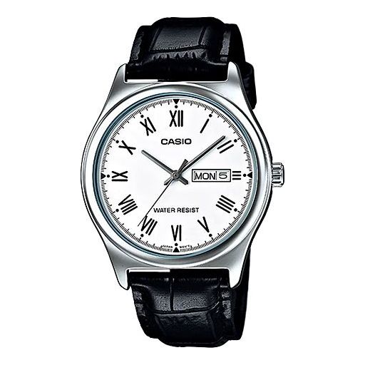CASIO Waterproof Quartz White DialBlack Strap Mens WhiteBlack Analog MTP-V006L-7B