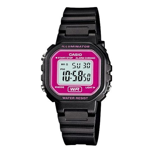 CASIO STANDARD Electronic Pink/Black Unisex Pink DialBlack Strap Unisex Mens PinkBlack Digital LA-20WH-4A