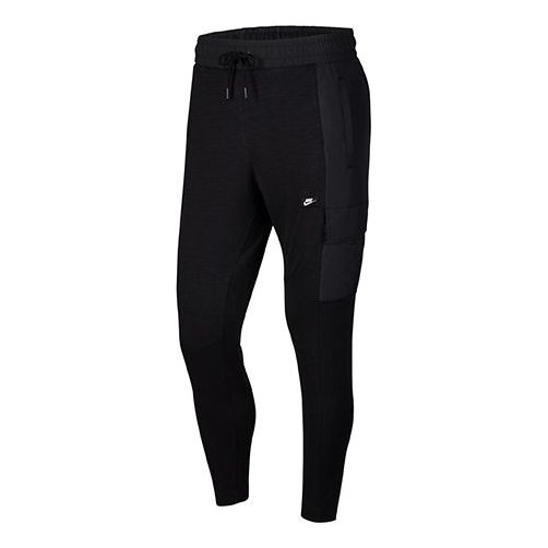 Nike Sportswear Logo Splicing Athleisure Casual Sports Pants Black CJ4334-010