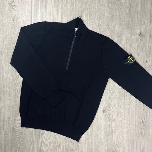 Stone Island Knit Half Zip Fleece - Black Castmark