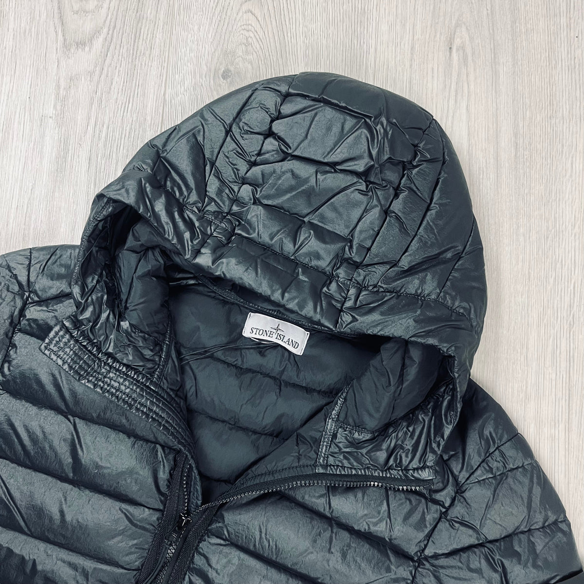 Stone Island Woven Down Jacket - Black Castmark