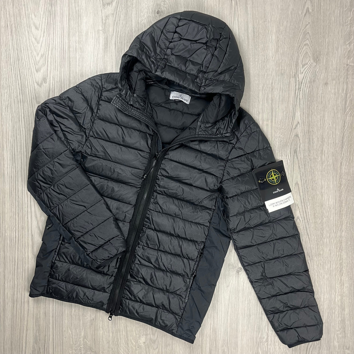 Stone Island Woven Down Jacket - Black Castmark