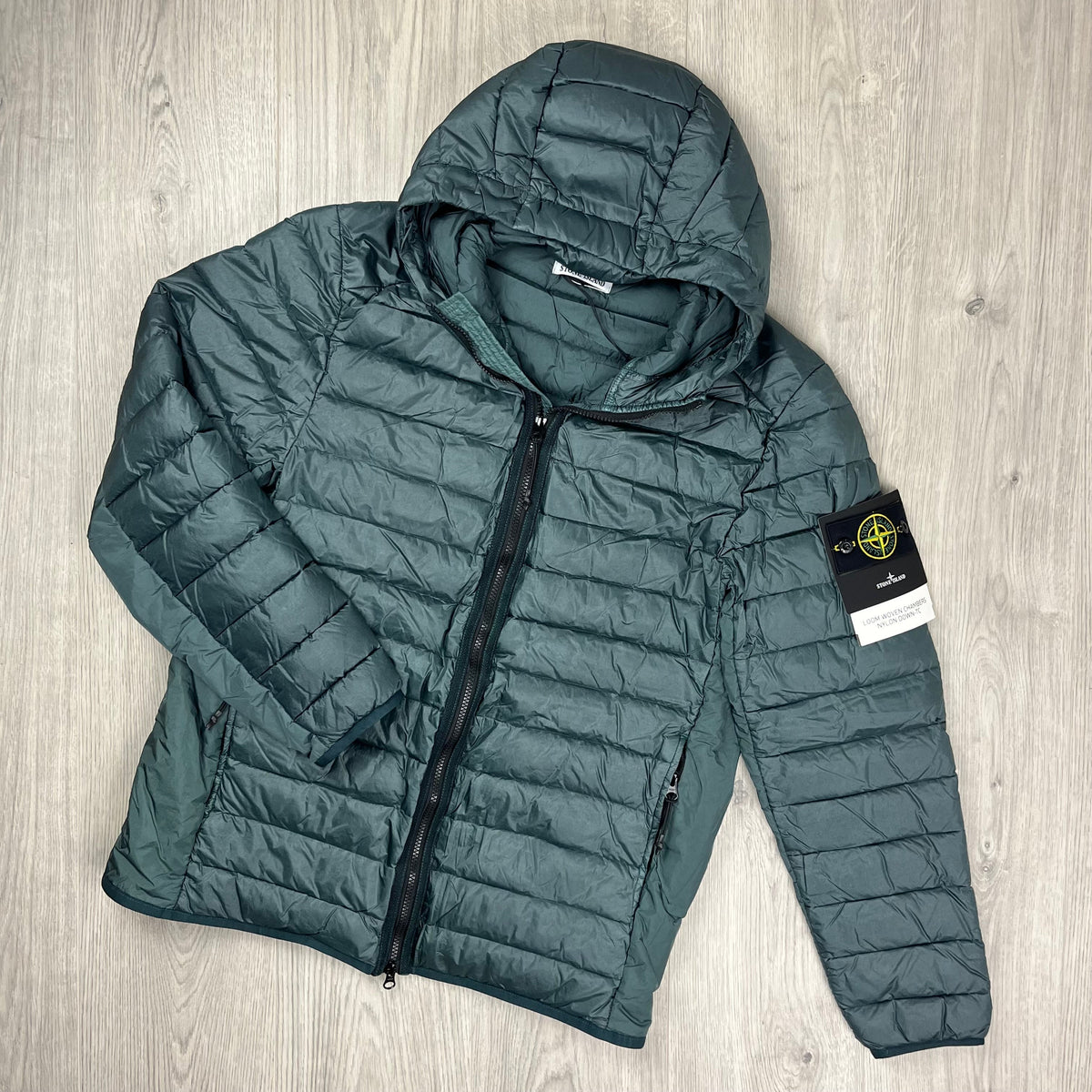 Stone Island Woven Down Jacket - Green Castmark