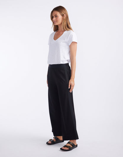 Timeless 7/8 Ponte Pant - Black/Black Stripe
