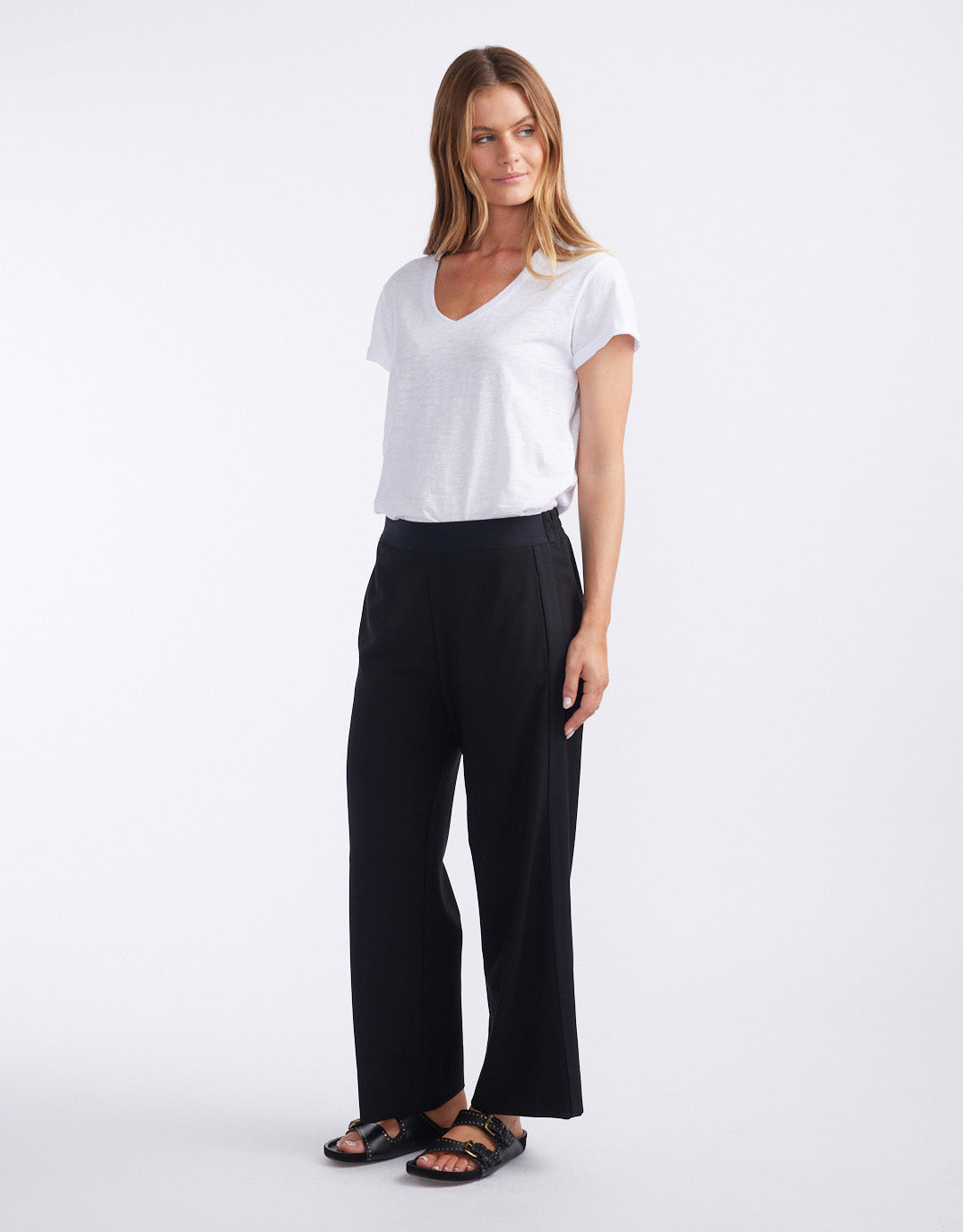 Timeless 7/8 Ponte Pant - Black/Black Stripe
