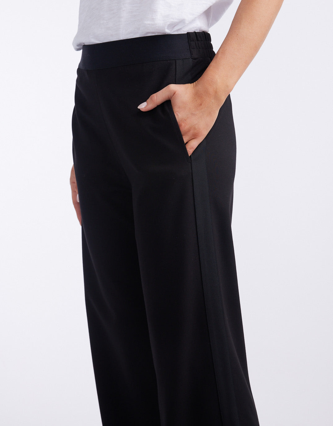 Timeless 7/8 Ponte Pant - Black/Black Stripe